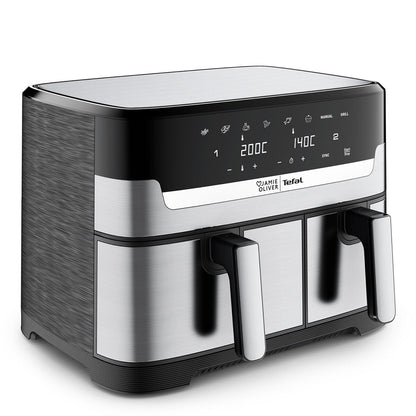 Tefal Jamie Oliver Dual Drawer Air Fryer EY905J Stainless Steel 8.3L