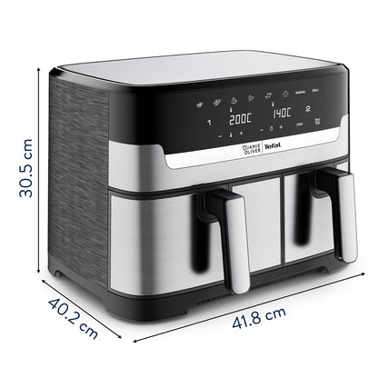 Tefal Jamie Oliver Dual Drawer Air Fryer EY905J Stainless Steel 8.3L