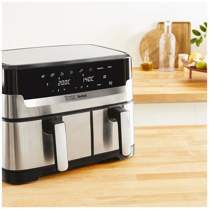 Tefal Jamie Oliver Dual Drawer Air Fryer EY905J Stainless Steel 8.3L