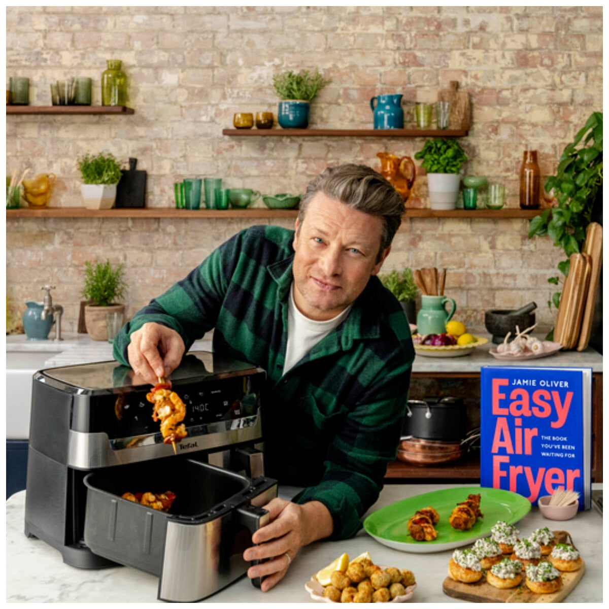 Tefal Jamie Oliver Dual Drawer Air Fryer EY905J Stainless Steel 8.3L