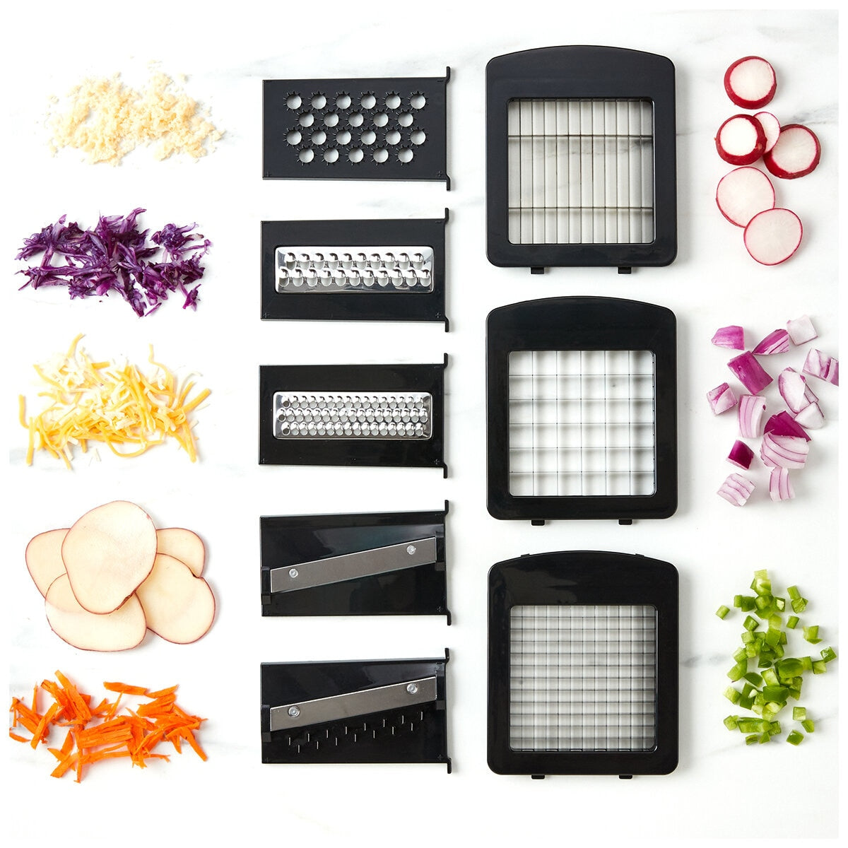 Miu Vegetable Chopper and Slicer 11-Piece Set 1968698 White Black