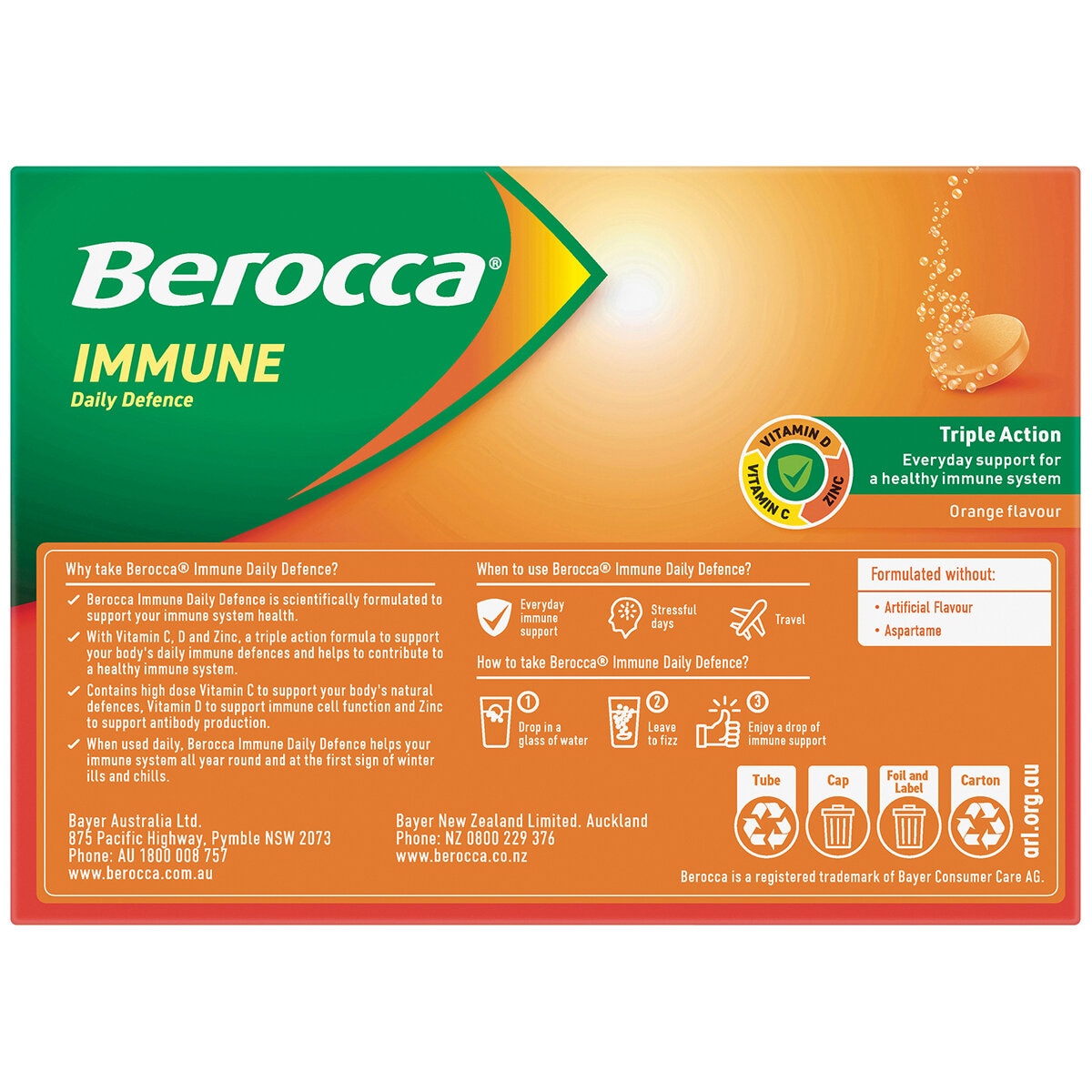 Berocca Immune Daily Defence Orange Effervescent Tablets 2 x 45