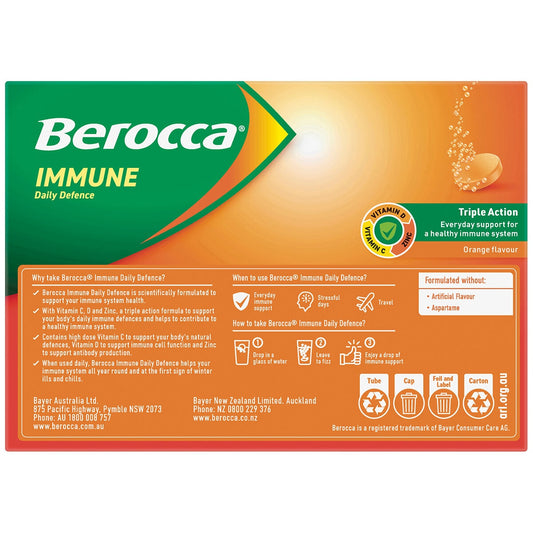Berocca Immune Daily Defence Orange Effervescent Tablets 2 x 45