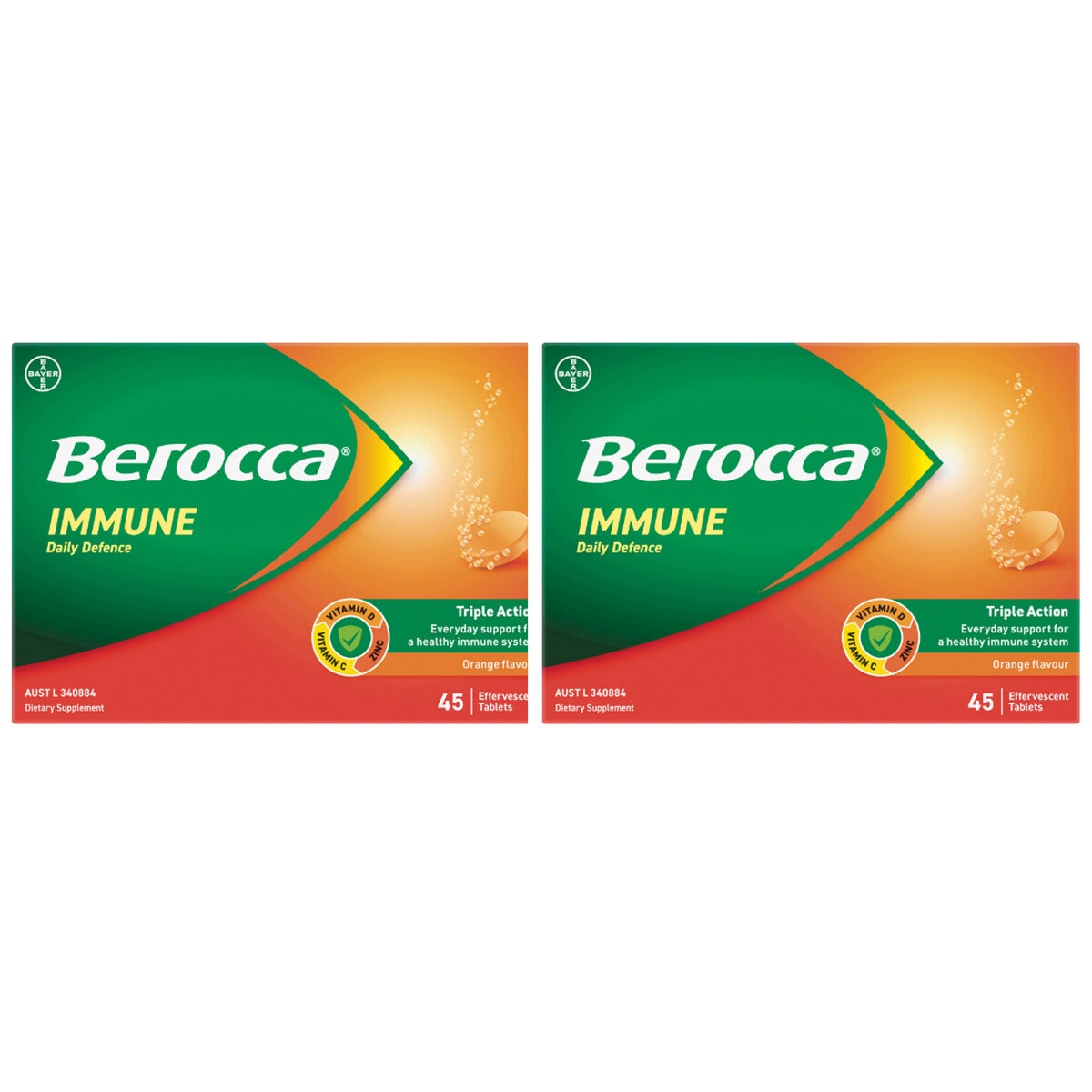 Berocca Immune Daily Defence Orange Effervescent Tablets 2 x 45