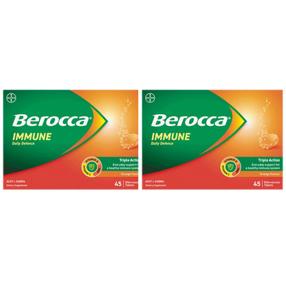 Berocca Immune Daily Defence Orange Effervescent Tablets 2 x 45