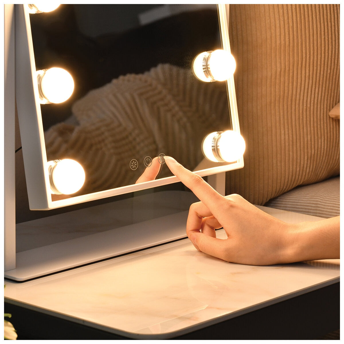 Sheffield Labs Broadway Vanity Mirror MR6012A LED Touch White Metal Glass