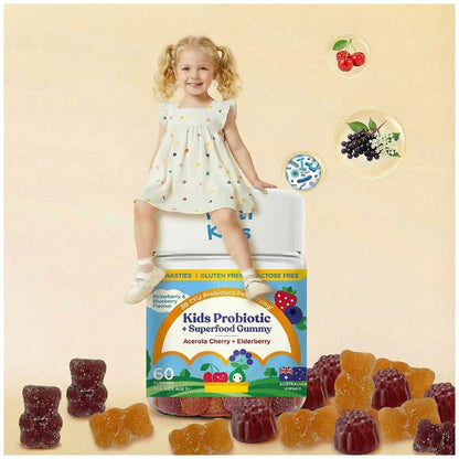 Tutti Kids Probiotic & Superfood Gummies 2 x 60, 1.5B Cfu Elderberry