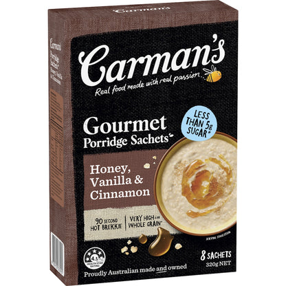 Carmans Honey, Vanilla & Cinnamon Gourmet Porridge Sachets 320g