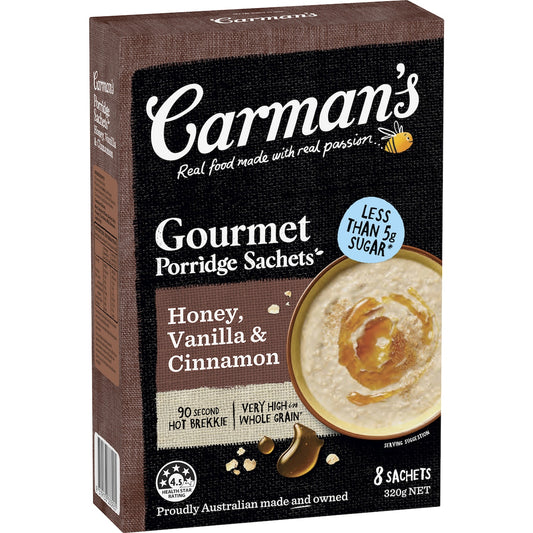 Carmans Honey, Vanilla & Cinnamon Gourmet Porridge Sachets 320g