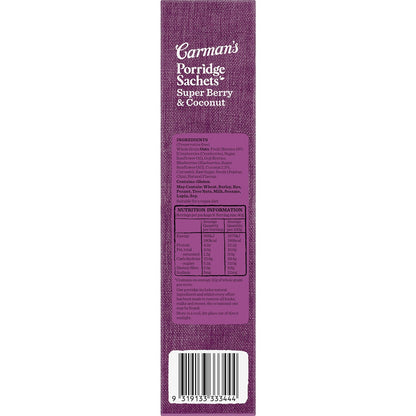 Carmans Porridge Sachets Super Berry & Coconut 8 Pack