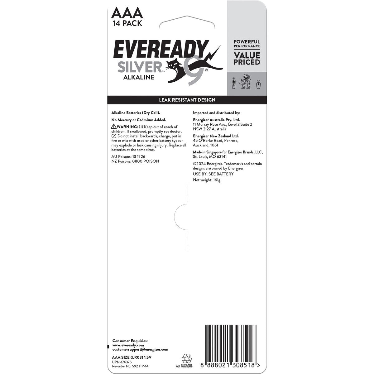 Eveready Silver Aaa Alkaline Batteries 14 Pack