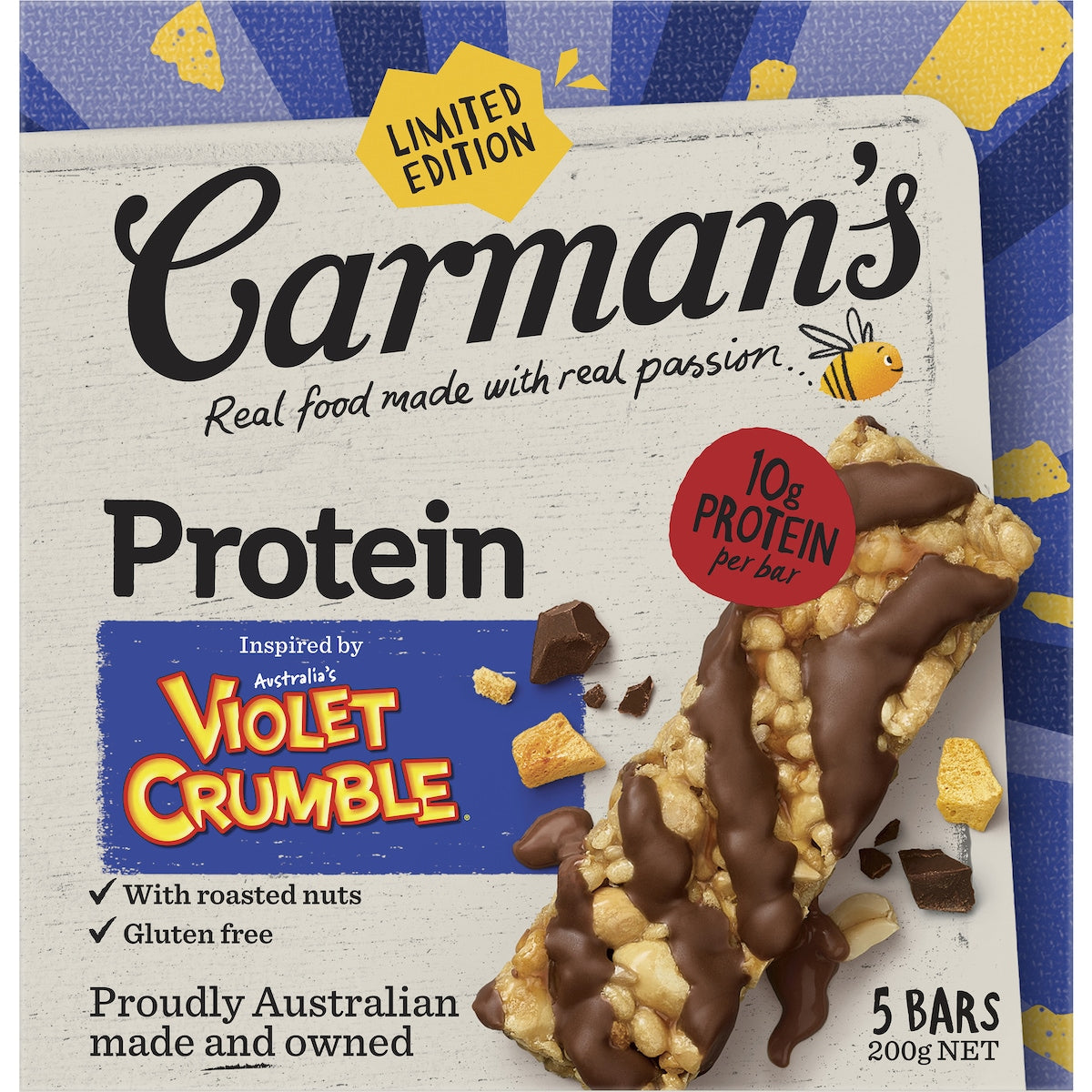 Carmans Protein Bars Violet Crumble Limited Edition 5 Pack