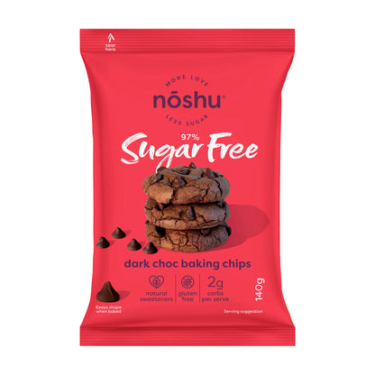 Noshu 97% Sugar Free Dark Choco Baking Chips - 140g