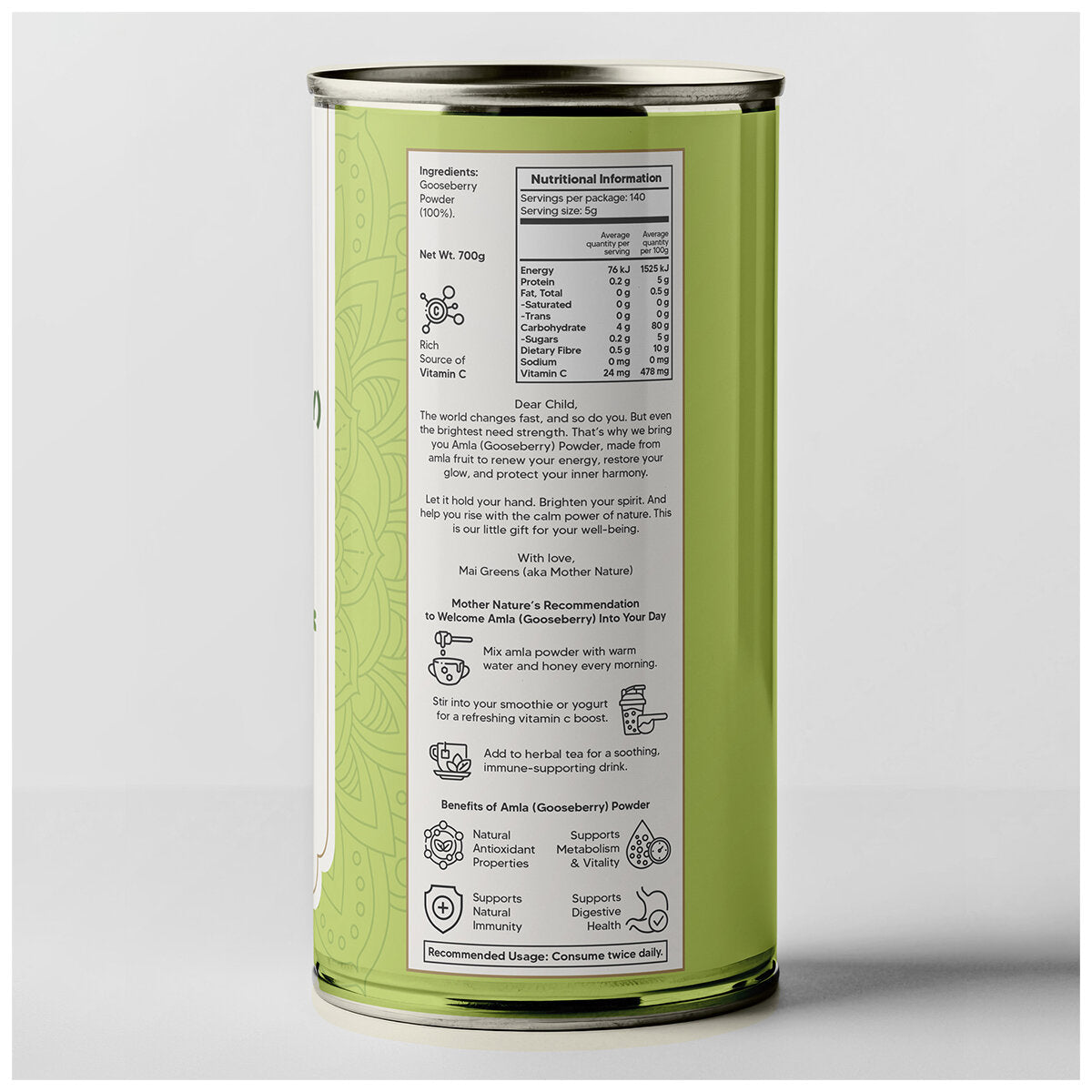 Mai Greens Amla Gooseberry Powder Pure Indian Vitamin C 700g