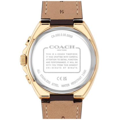 Coach Jackson Men's Watch 14602746 White Dial Brown Leather Strap