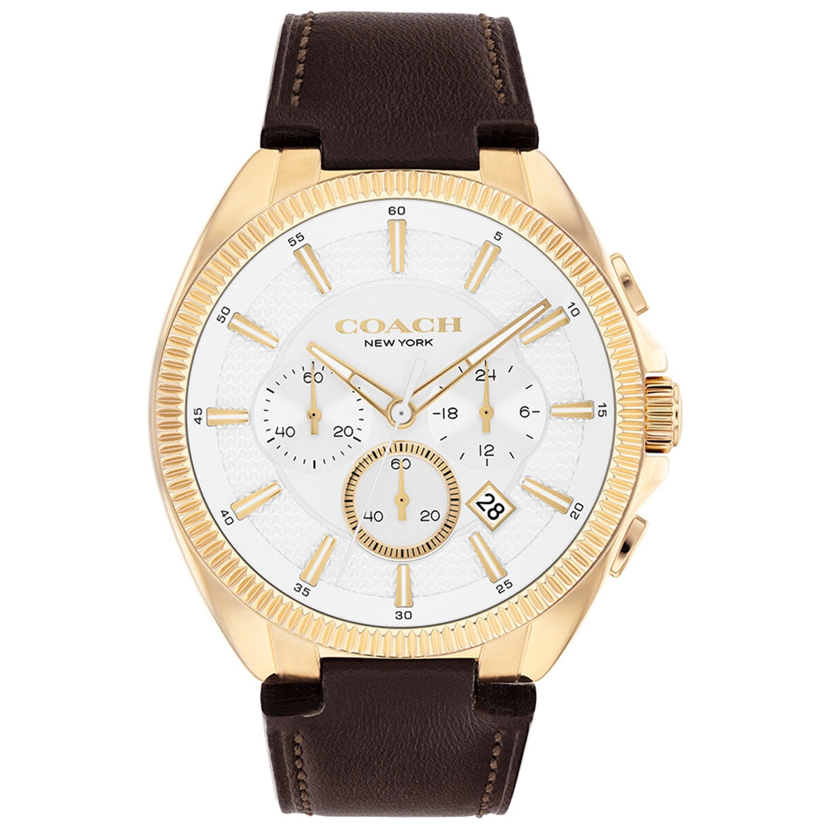 Coach Jackson Men's Watch 14602746 White Dial Brown Leather Strap