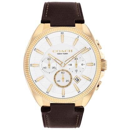 Coach Jackson Men's Watch 14602746 White Dial Brown Leather Strap
