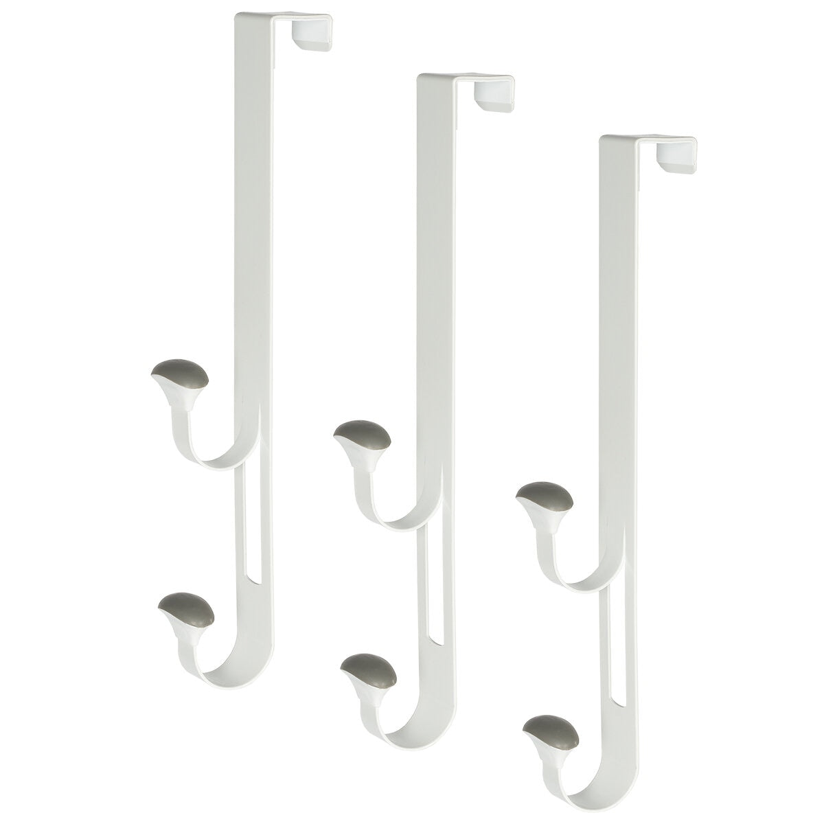 Neatfreak Over the Door Non-Slip Hook Set of 3 Heavy-Duty White Metal