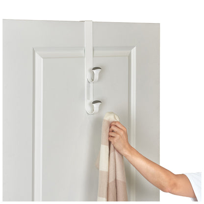 Neatfreak Over the Door Non-Slip Hook Set of 3 Heavy-Duty White Metal