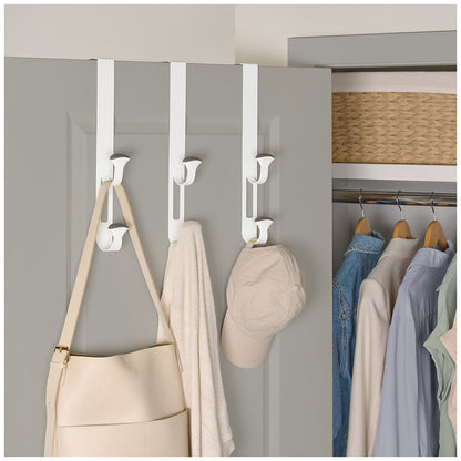 Neatfreak Over the Door Non-Slip Hook Set of 3 Heavy-Duty White Metal
