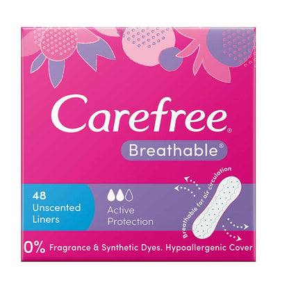 Carefree Breathable Panty Liners Unscented Liners 3 x 48 Pack