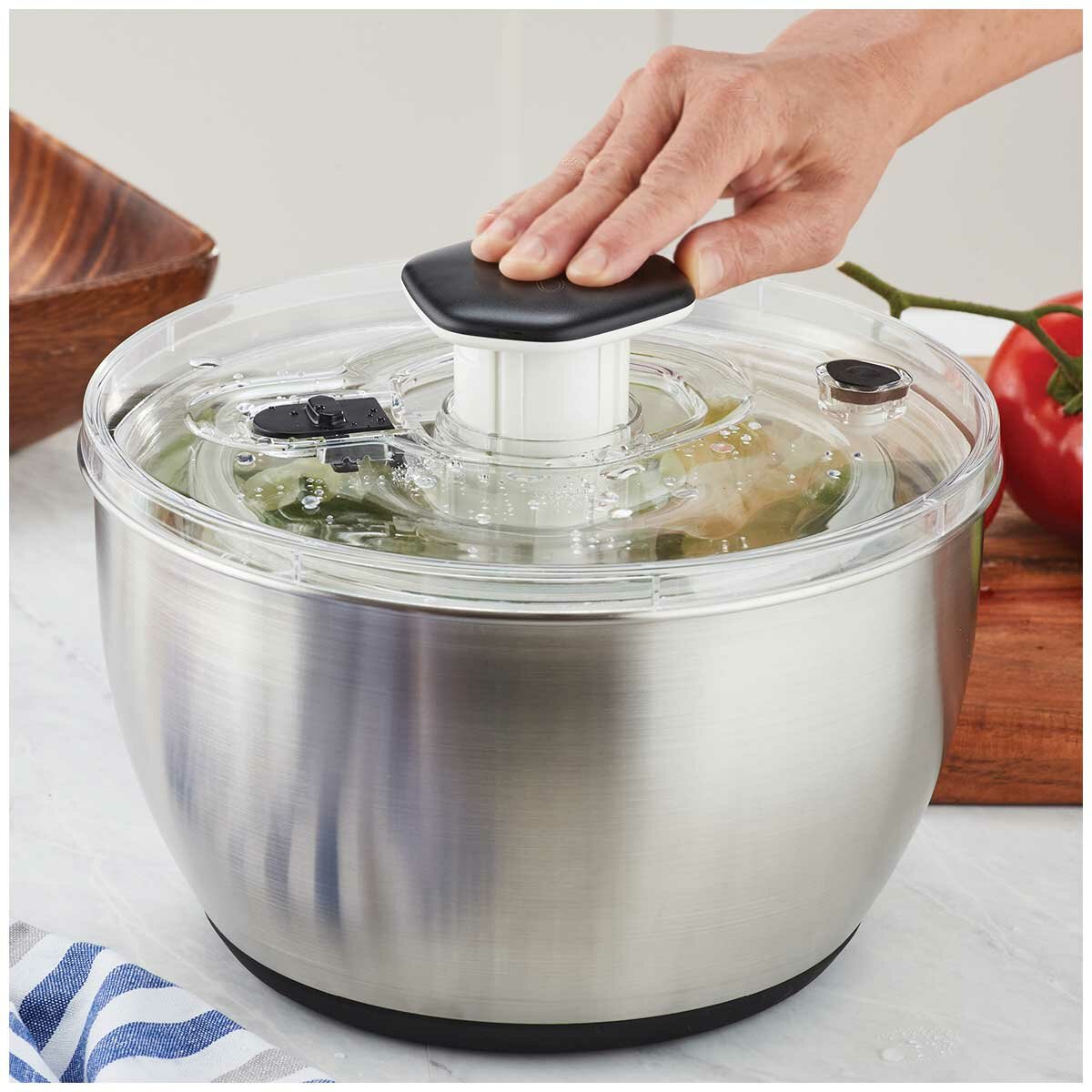 Miu Stainless Steel Salad Spinner DG988-0.7 White/Black 6L