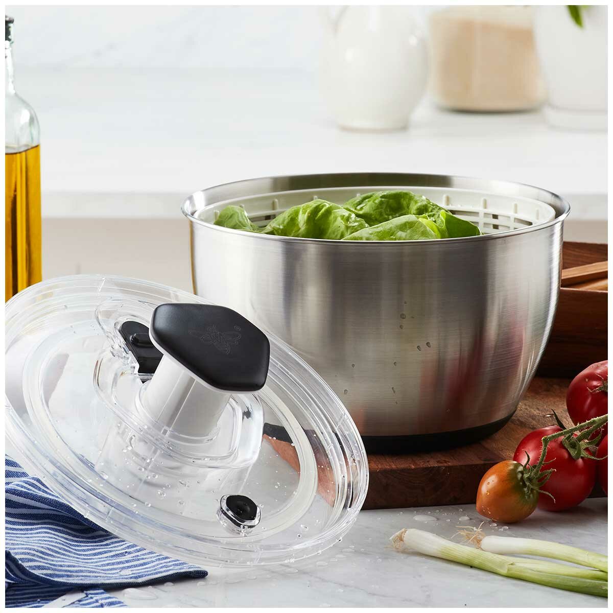 Miu Stainless Steel Salad Spinner DG988-0.7 White/Black 6L