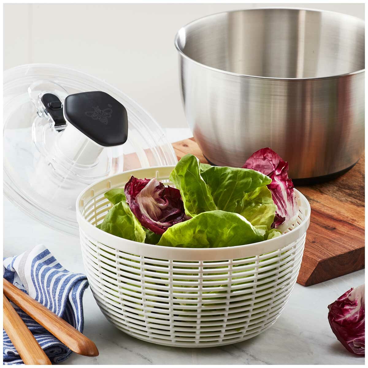 Miu Stainless Steel Salad Spinner DG988-0.7 White/Black 6L