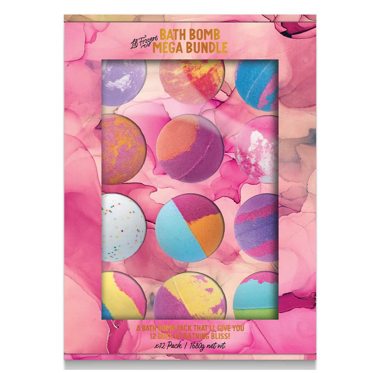 Lil Fizzers Watercolour Pink Bath Bombs Colourful Mega Bundle 12 Pack