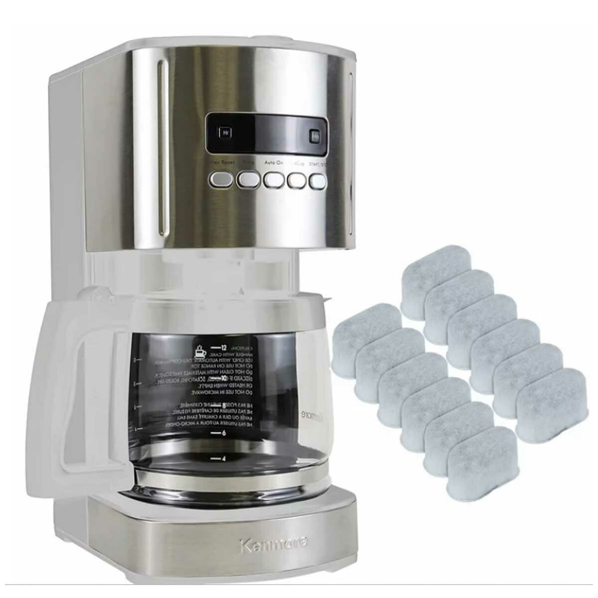 Kenmore Programmable 12 Cup Drip Coffee Maker KKCM12WAU White