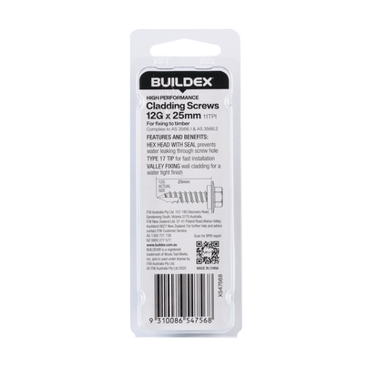 Buildex Cladding Screws - 12g x 25mm - 15 Pack