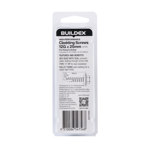 Buildex Cladding Screws - 12g x 25mm - 15 Pack