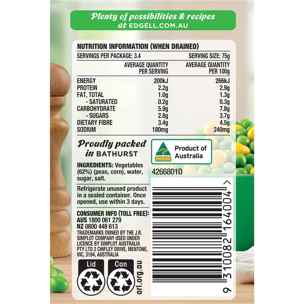 Edgell Baby Peas & Corn 420g
