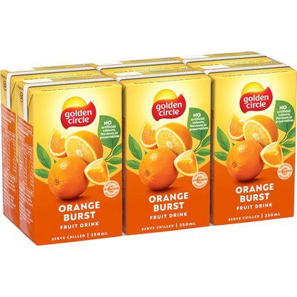 Golden Circle Orange Fruit Drink Poppers Lunchbox Lunch Box Popper 250ml X6 Pack