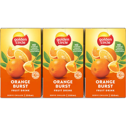 Golden Circle Orange Fruit Drink Poppers Lunchbox Lunch Box Popper 250ml X6 Pack