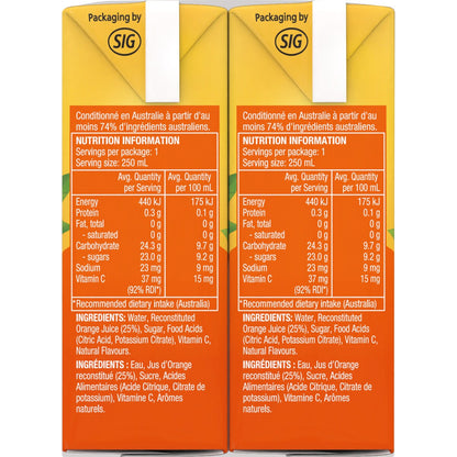Golden Circle Orange Fruit Drink Poppers Lunchbox Lunch Box Popper 250ml X6 Pack