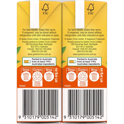 Golden Circle Orange Fruit Drink Poppers Lunchbox Lunch Box Popper 250ml X6 Pack