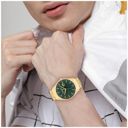 Coach Men's Quartz Watch 14602753 Green Dial Gold Steel 41mm