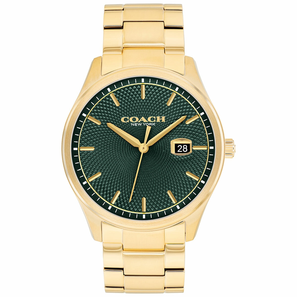 Coach Men's Quartz Watch 14602753 Green Dial Gold Steel 41mm