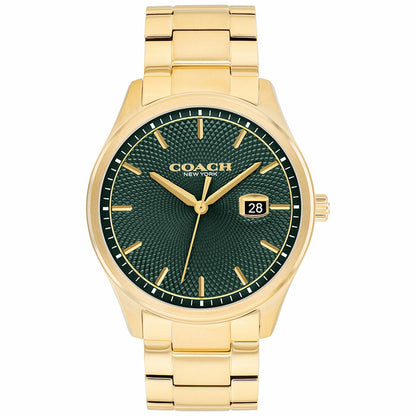 Coach Men's Quartz Watch 14602753 Green Dial Gold Steel 41mm