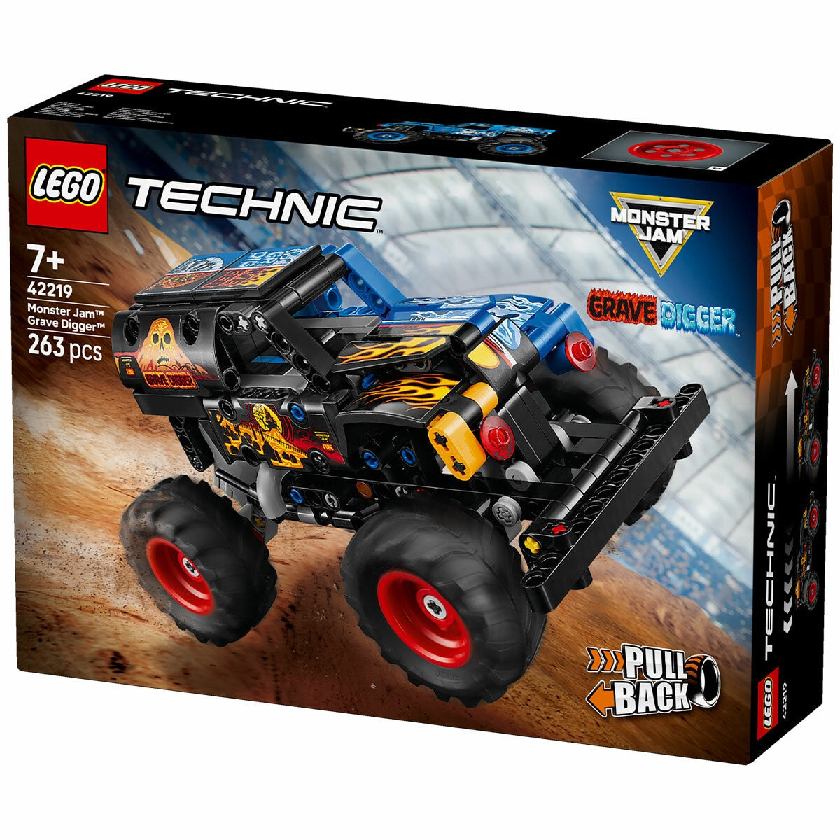 LEGO Technic Monster Jam Grave Digger Fire and Ice 42219 263-Piece Pull-Back Truck