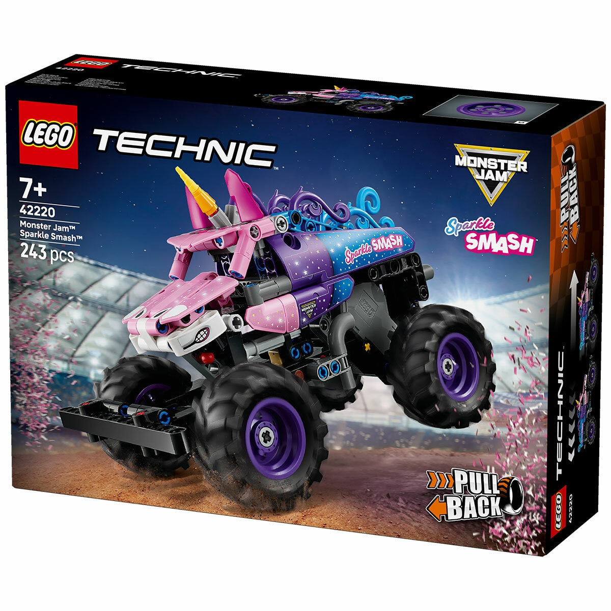 LEGO Technic Monster Jam Sparkle Smash Pull-Back 42220 Unicorn Truck 243pc