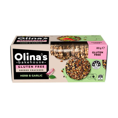 Olina's Bakehouse Gluten Free Seeded Crackers Herb & Garlic - 80g