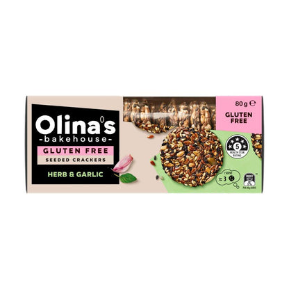 Olina's Bakehouse Gluten Free Seeded Crackers Herb & Garlic - 80g