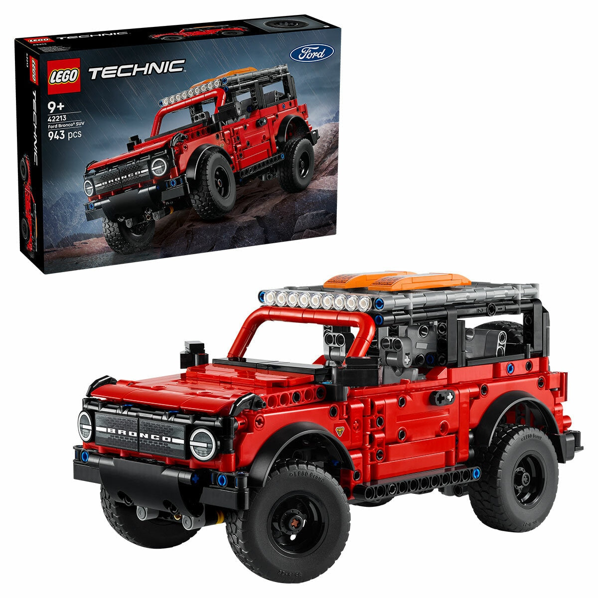 LEGO Technic Ford Bronco SUV 42213 Red Black 943-Piece Realistic Model