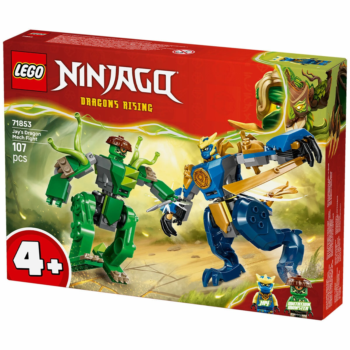 LEGO NINJAGO Jay’s Dragon Mech Fight 71853 107-Piece Buildable Set