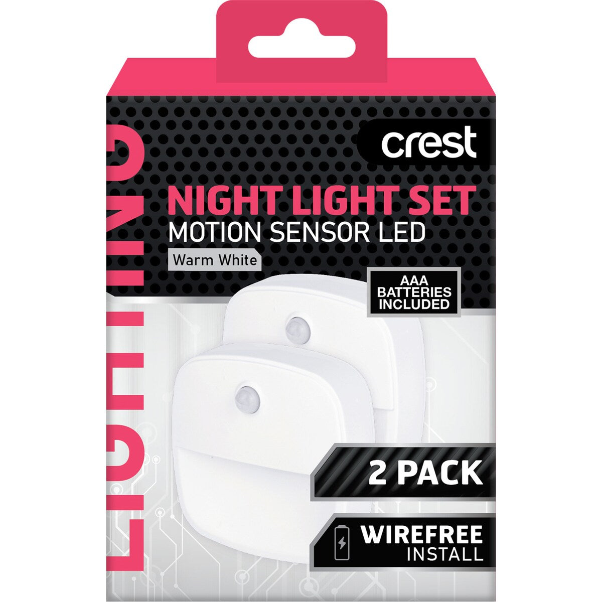 Crest Motion Sensor Led Night Light Set Warm White 2 Pack