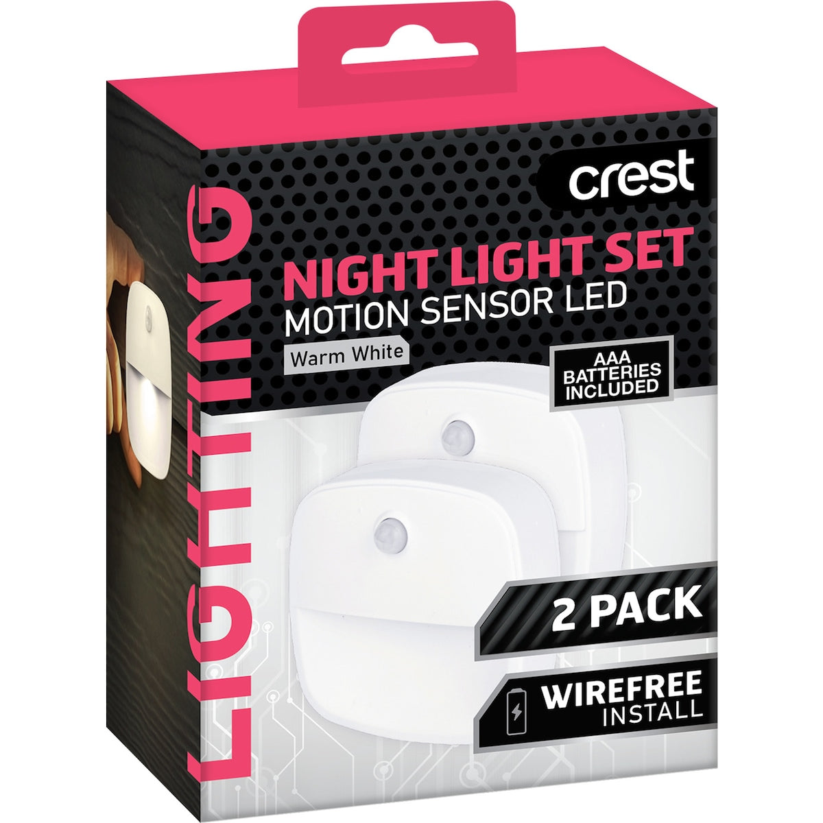 Crest Motion Sensor Led Night Light Set Warm White 2 Pack