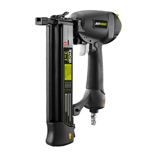 Ryobi Airwave 3 in 1 Air Brad Nailer and Stapler - 15-64mm