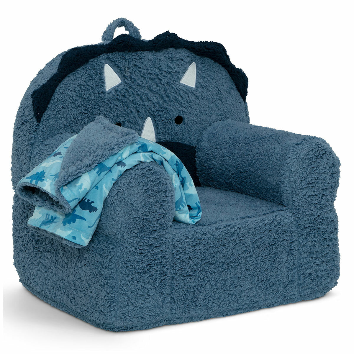 Delta Children 2-Piece Cozee Dinosaur Animal Chair & Plush Blanket Blue